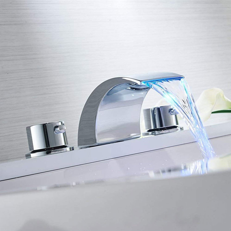 Bathlavish Widespread Bathroom Faucet Matte Black Waterfall For Sink 3